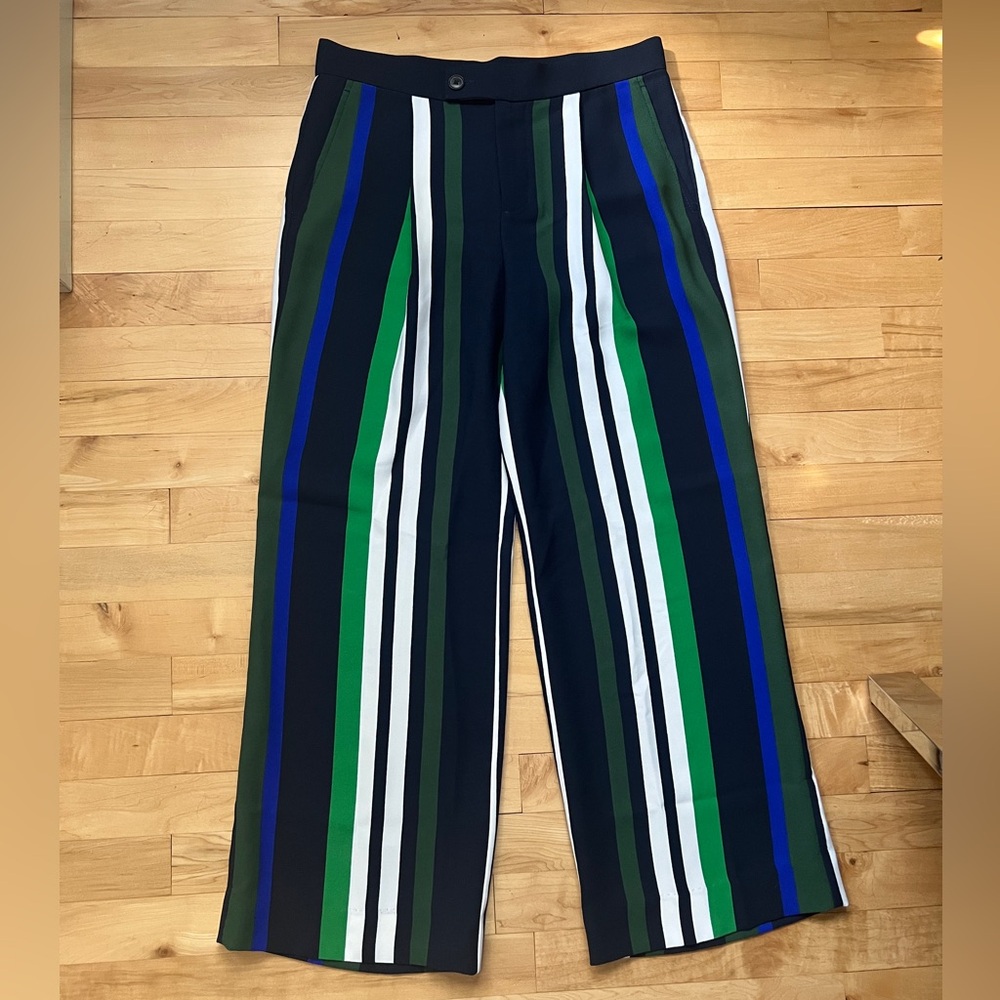 Banana Republic Navy and Green Striped Trousers